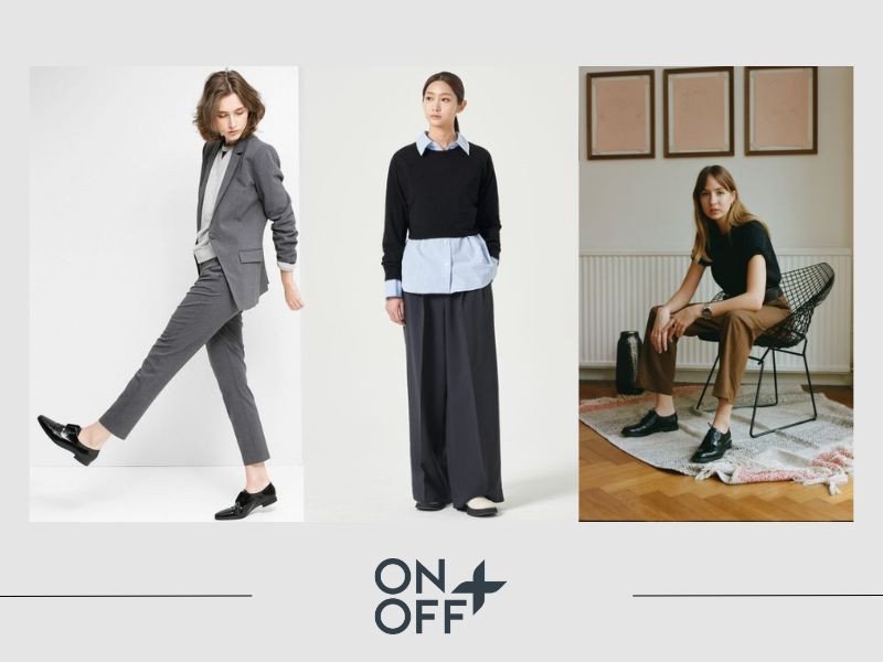Phối đồ công sở với giày oxford nữ màu đen và quần tây lịch sự