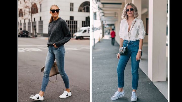 Phối đồ quần jean giày thể thao hài hòa