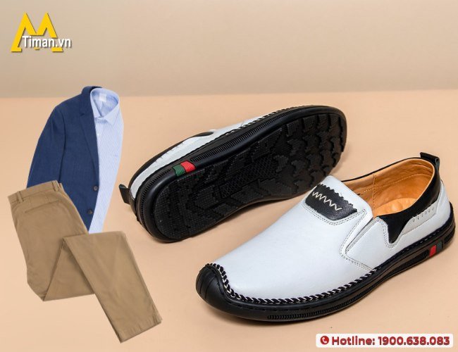 phối đồ sành điệu với giày lười nam trắng, từ công sở đến dạo phố