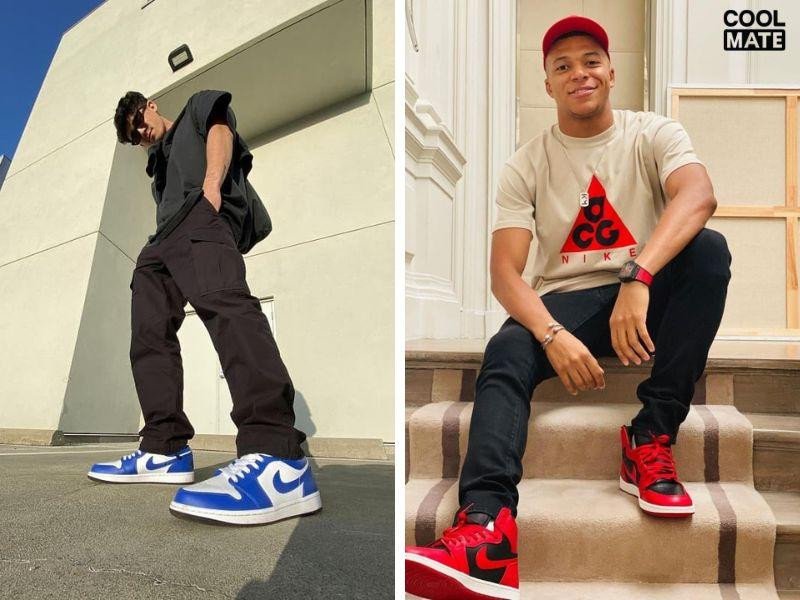 phối đồ với áo phông và giày nike jordan nam