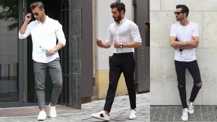 Phối đồ với giày sneaker đen nam theo kiểu dáng cổ thấp