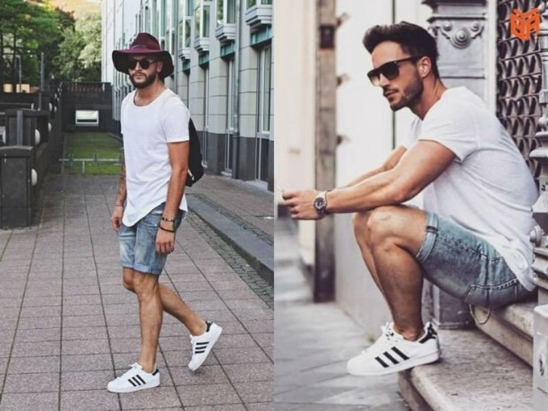 Phối đồ với giày thể thao nam Adidas Superstar năng động cùng quần short