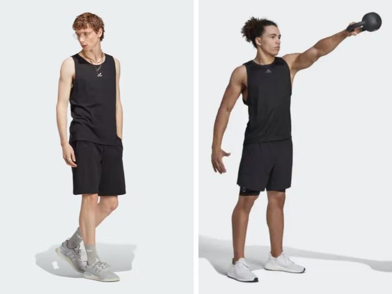Phối đồ với giày thể thao nam Adidas Ultra Boost cùng áo tank top và quần short