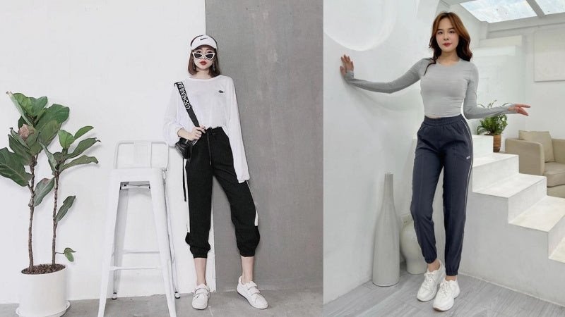 Phối đồ với giày thể thao nữ và quần jogger cá tính