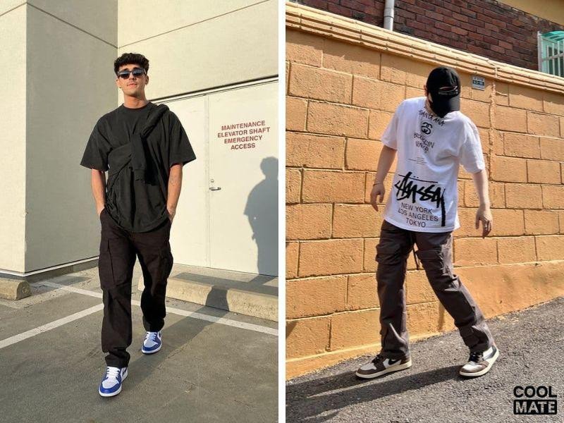 phối đồ với quần jogger và giày nike jordan nam