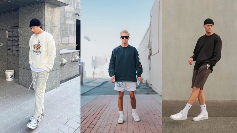 Phối giày sneaker nam với áo sweater ấm áp