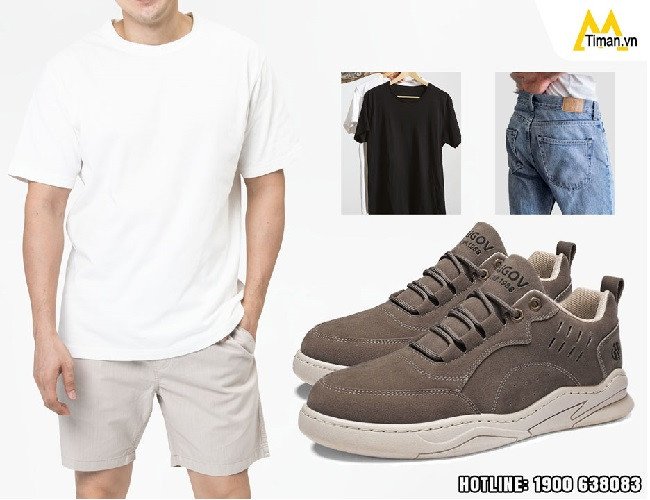 Phối hợp giày da thể thao nam với trang phục thường ngày ấn tượng