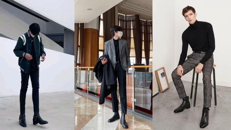 Phong cách cá tính với quần âu và Chelsea Boots da lộn