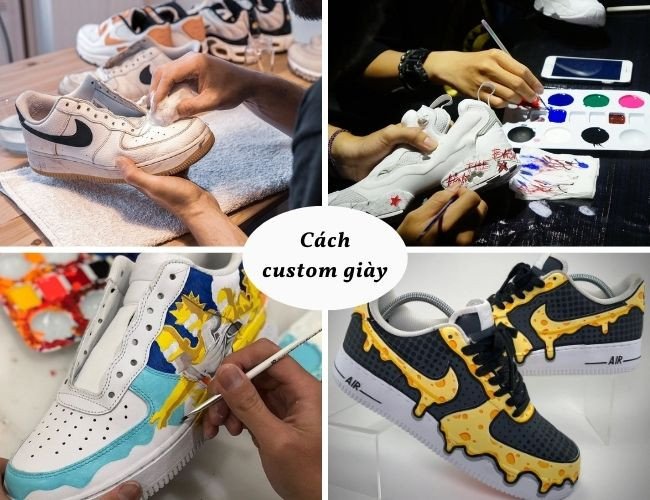 Quá trình vẽ chi tiết họa tiết lên đôi giày thể thao