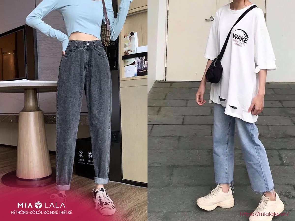Quần baggy jean nữ phối sneaker là bộ đôi bất hủ cho mọi dịp, từ đi học, công sở đến dã ngoại