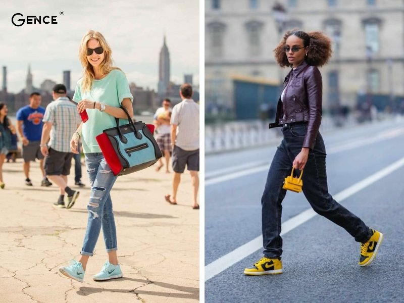 Quần jean mix-match với giày Jordan nữ năng động