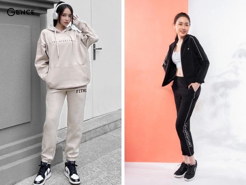 Quần jogger và giày sneaker đen nữ mang lại vẻ ngoài năng động