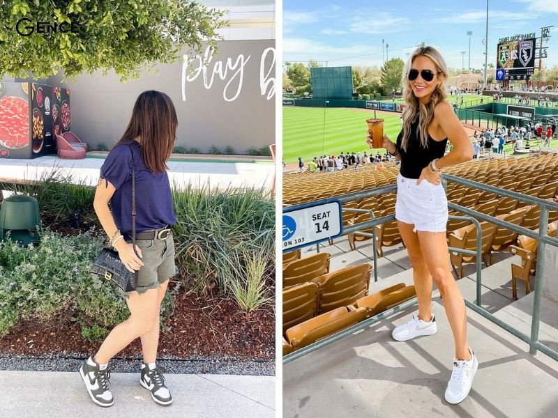 Quần short phối với giày Jordan nữ cá tính