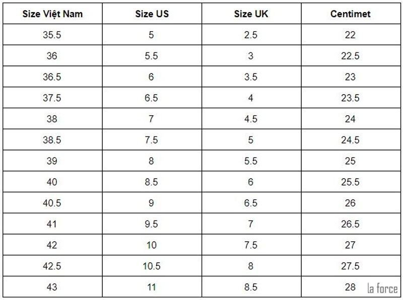 Quy đổi size giày Nike Việt Nam từ các hệ thống quốc tế