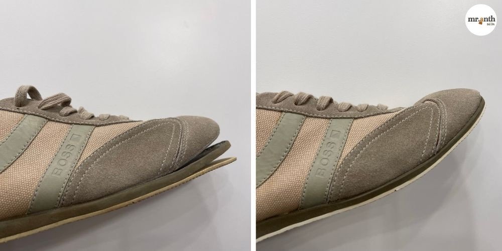 Quy trình vệ sinh và chăm sóc chuyên sâu tại tiệm sửa giày thể thao giúp làm mới đôi giày.