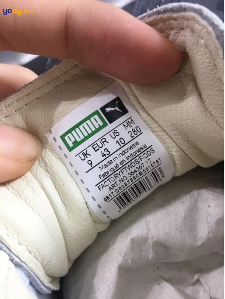 Tem giày Puma chính hãng với thông tin đầy đủ và sắc nét