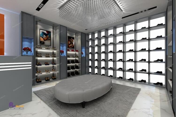 Thi công nội thất showroom giày mang lại không gian đẹp mắt