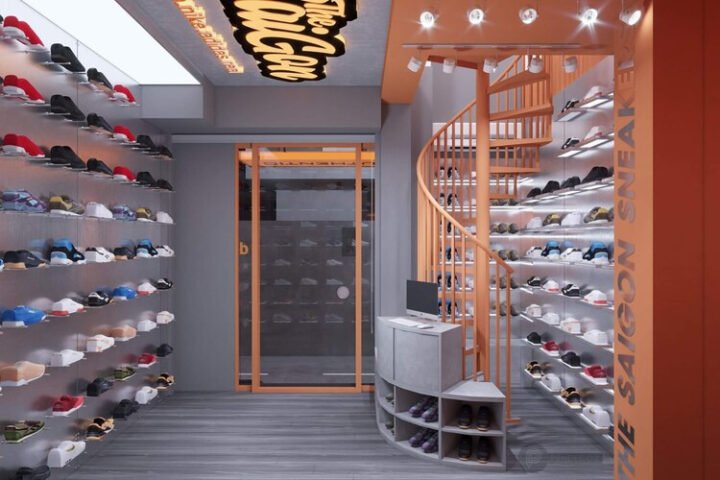 Thi công shop giày chuyên nghiệp giúp tối ưu hóa không gian bán hàng