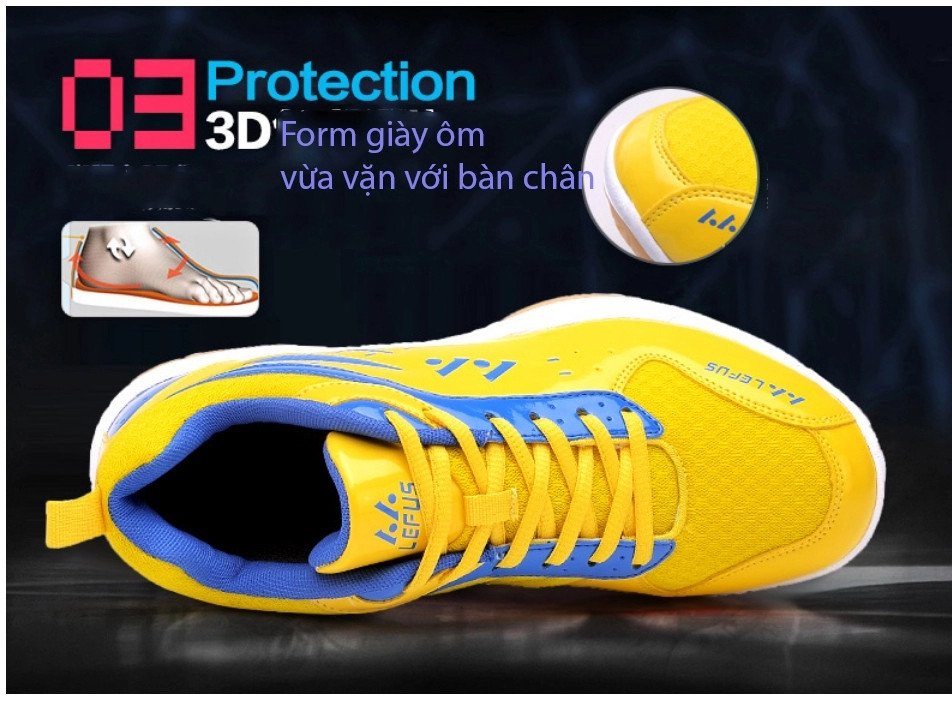 Thiết kế bảo vệ mắt cá chân của giày thể thao Lefus, tăng cường sự an toàn khi vận động.