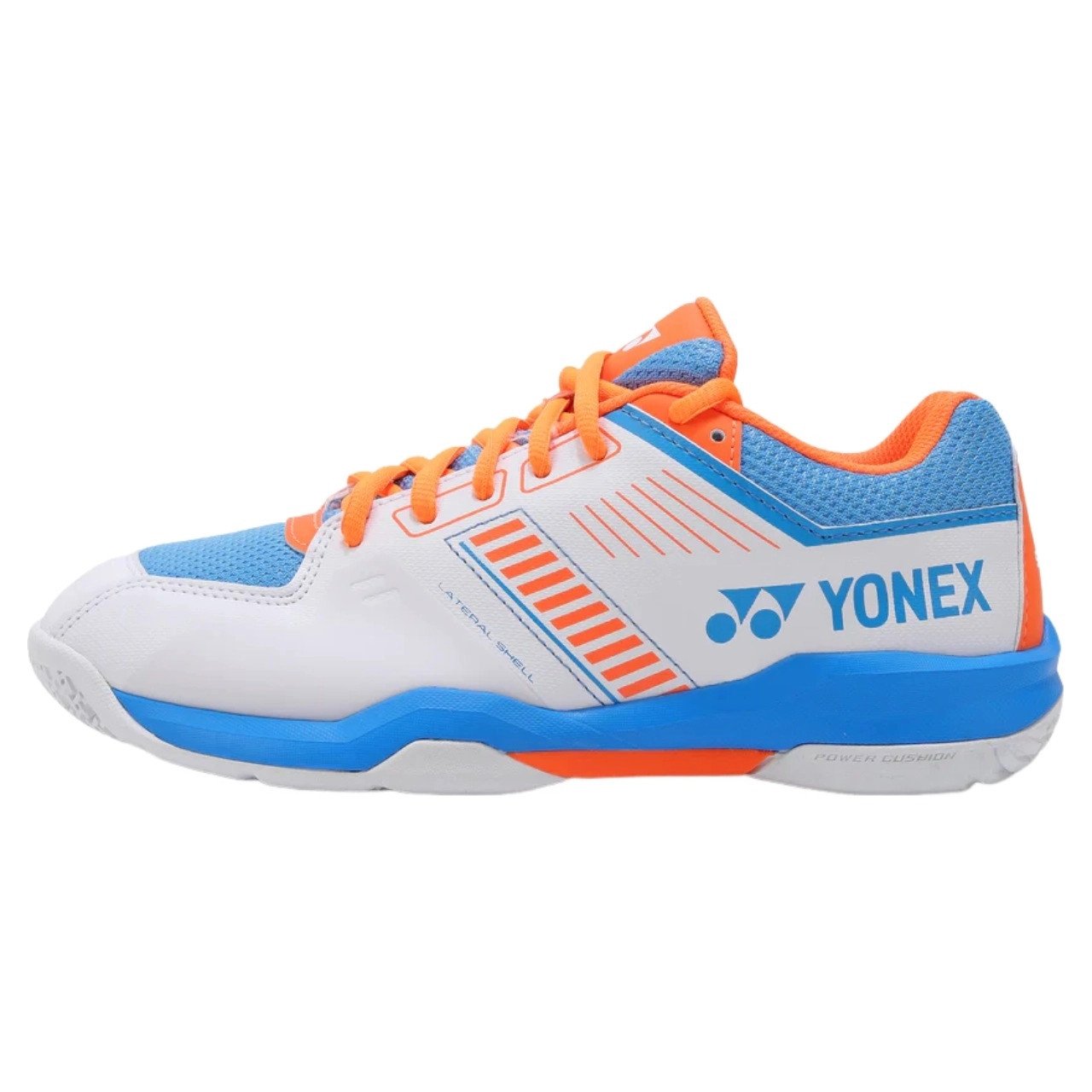 Thiết kế giày cầu lông Yonex Strider Flow trắng xanh với các chi tiết tinh tế, mang lại cảm giác nhẹ nhàng.