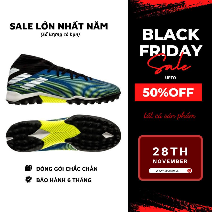 Thiết kế Superlative của giày đá bóng Messi chính hãng Adidas Nemeziz .3 TF xanh vàng đen