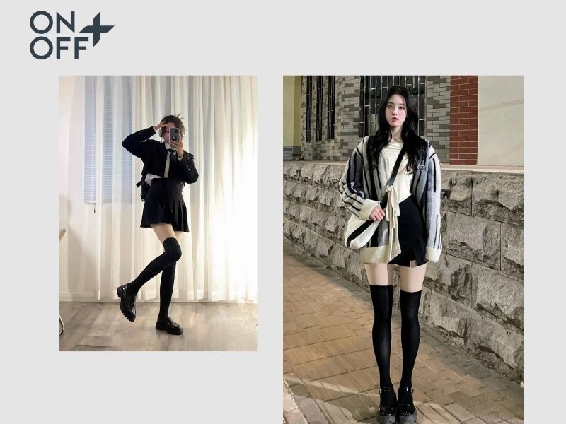 Thử ngay cách phối giày cùng tất ống hoặc tất đùi để tôn vóc dáng