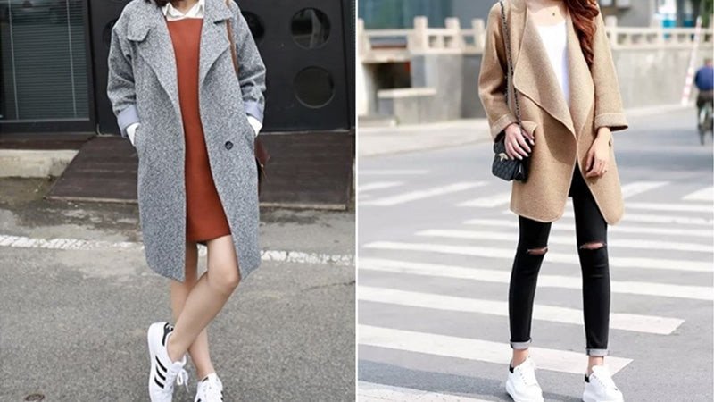 Trang phục giày thể thao độn đế và áo khoác dạ được lựa chọn nhiều khi mùa đông đến