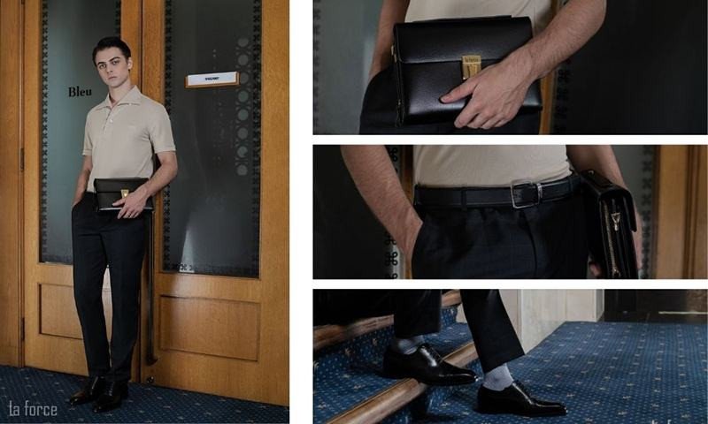 Trang phục năng động áo polo, quần chinos kết hợp giày tây đế gỗ