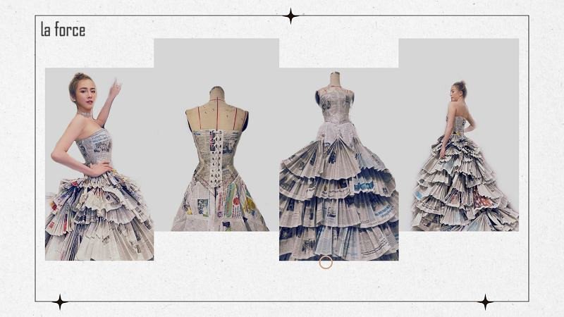 trang phục tái chế từ giấy báo