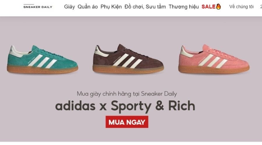 Trang web Sneaker Daily cung cấp giày thể thao chính hãng