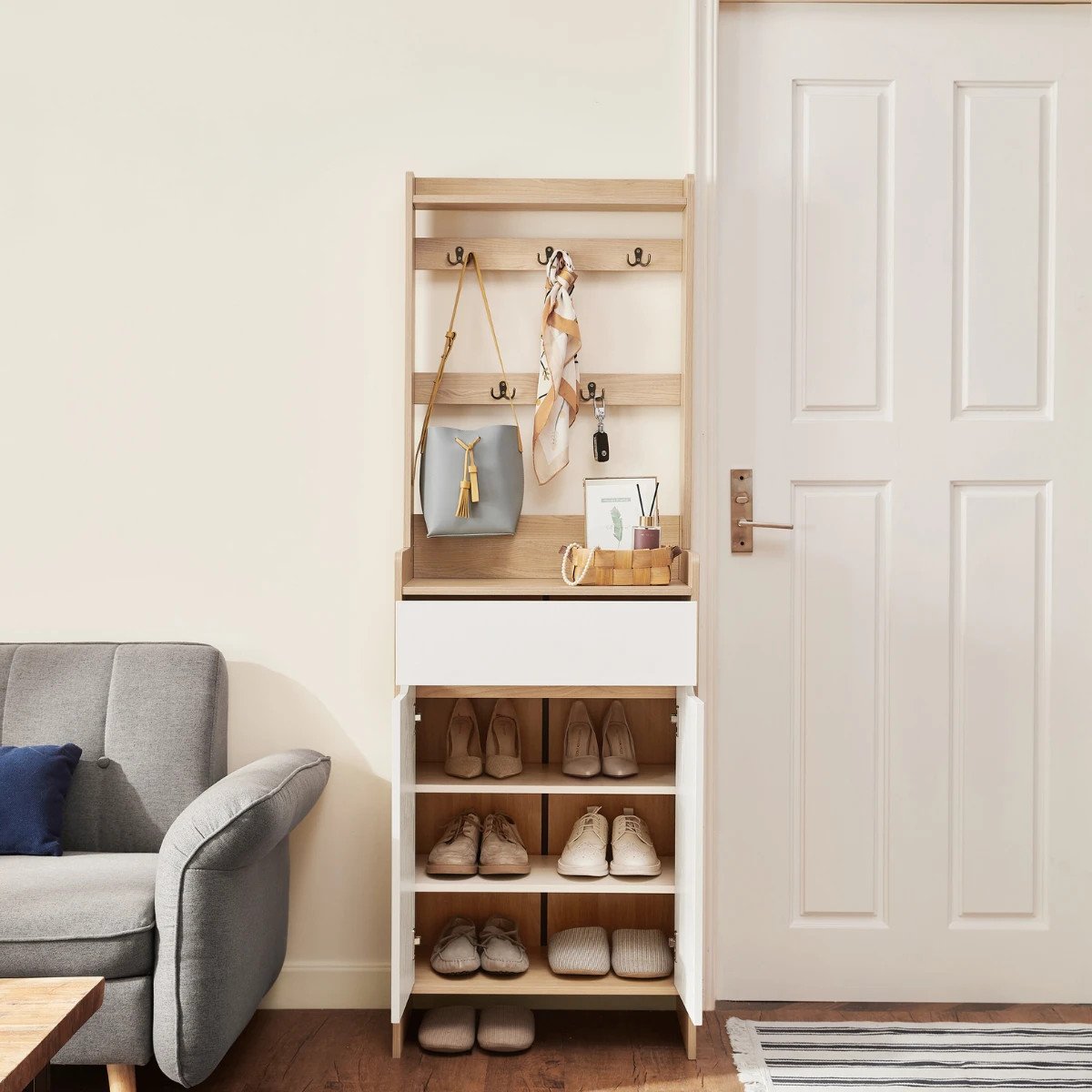 Tủ để giày dép gỗ công nghiệp MDF thiết kế đơn giản Rayner