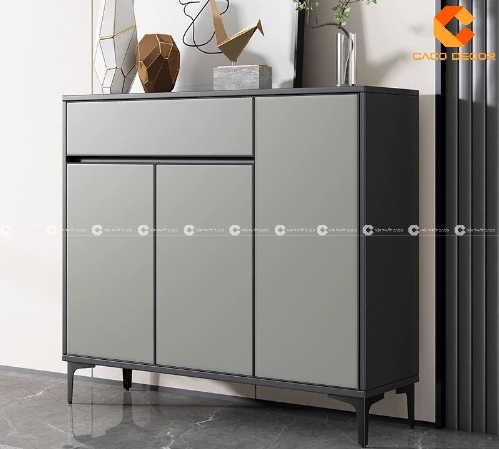 Tủ giày dép ba cánh màu xám hiện đại, phù hợp với nhiều phong cách nội thất