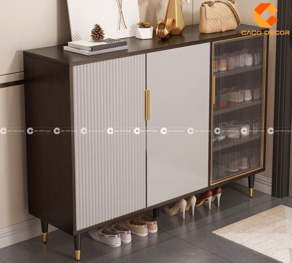 Tủ giày dép hiện đại kết hợp cánh kính cao cấp, mang lại vẻ đẹp sang trọng và bảo vệ giày dép