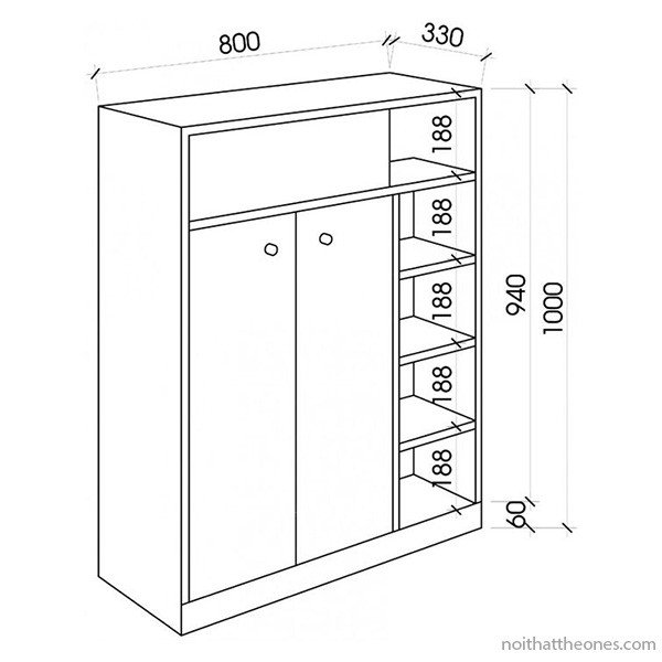 Tủ giày kịch trần với nhiều ngăn kệ