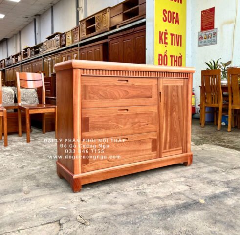 Tủ giày ngăn kéo bằng gỗ tự nhiên với thiết kế trơn phẳng