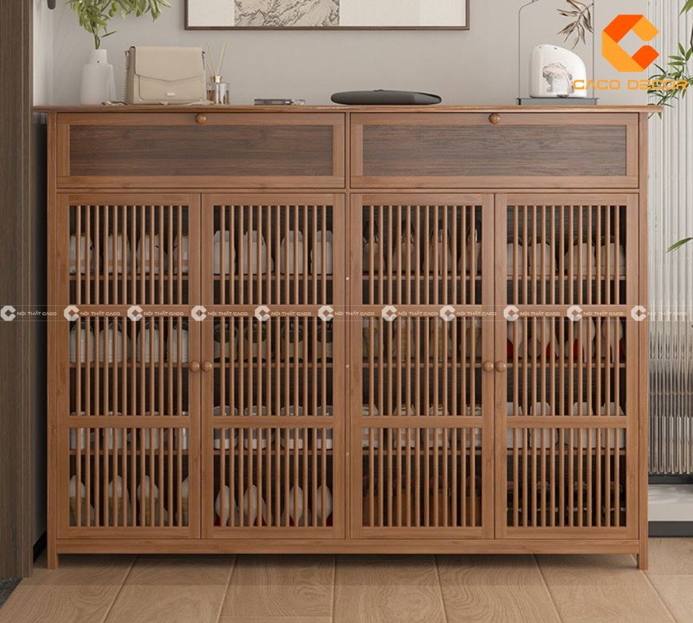 Tủ giày thông minh đẹp làm từ gỗ tự nhiên cao cấp, thiết kế bền vững và sang trọng