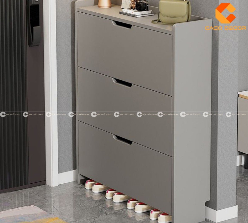 Tủ giày thông minh đẹp với cơ chế cánh lật tiện dụng, tối ưu không gian lưu trữ