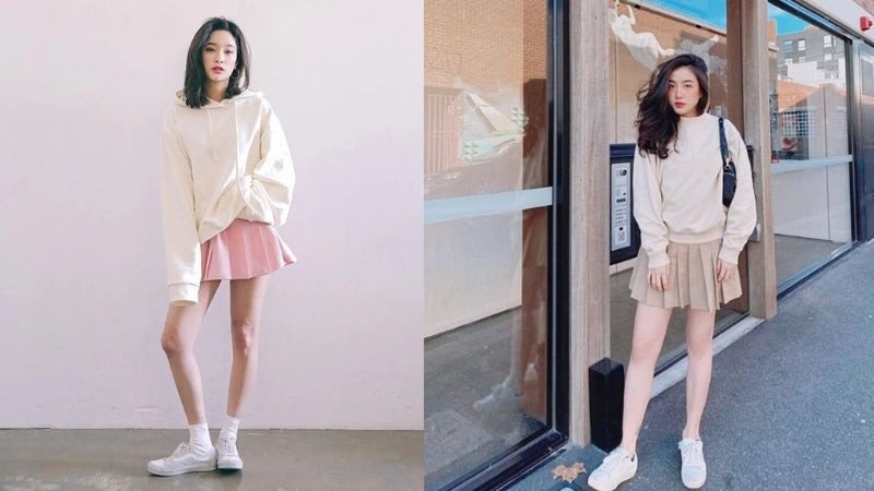 Ưu tiên giày có gam màu trung tính kết hợp cùng chân váy ngắn