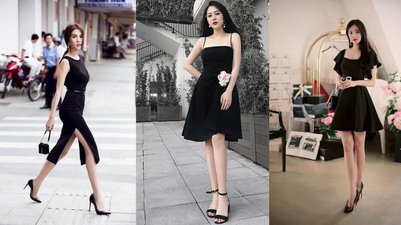 Váy đen mix cùng giày thể thao đen thêm phần cá tính