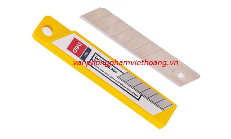Vỉ 10 chiếc lưỡi dao rọc giấy Deli 2011, đóng gói tiện lợi và tiết kiệm