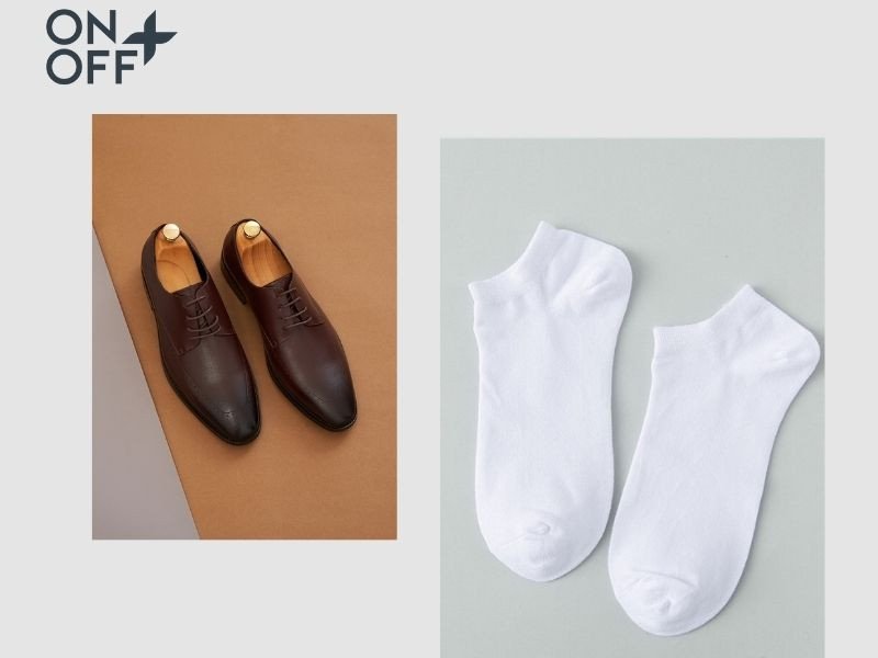 Việc phối vớ trắng cùng giày tây nâu có thể gây mất thẩm mỹ và lạc tông cho tổng thể